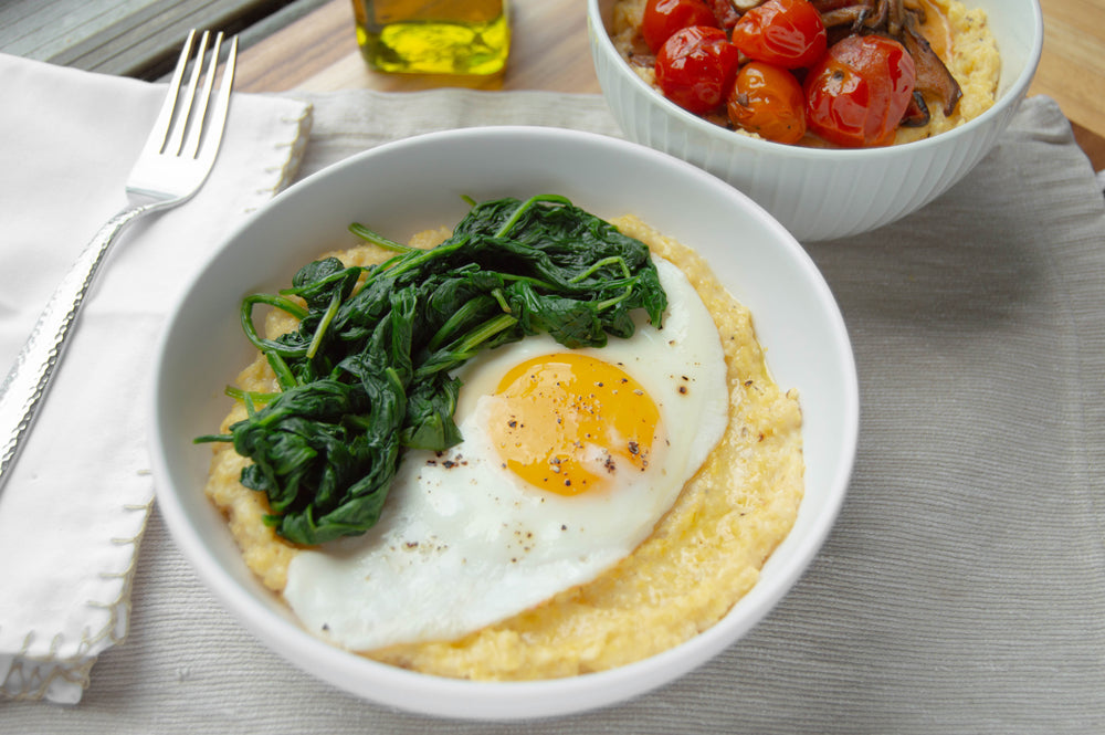 Carolina Grits Stone Ground Yellow Grits Breakfast Bowl.  Gluten Free.  Whole Grain Grits.  Made in Rocky Mount, NC. 